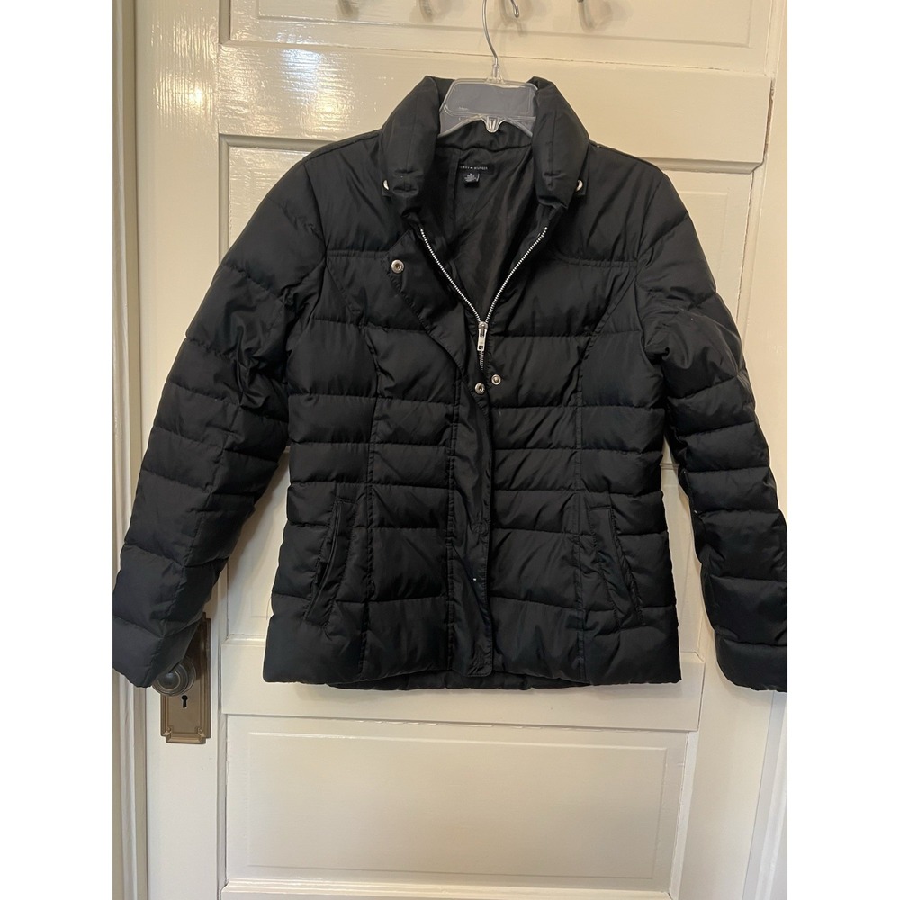 Tommy Hilfiger Women Packable Puffer Nylon Jacket Size M Black